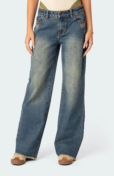 Edikted Doll House Low Rise Washed Jeans