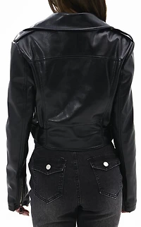 AZALEA WANG Remy Midnight Black Butter Faux Leather Jacket