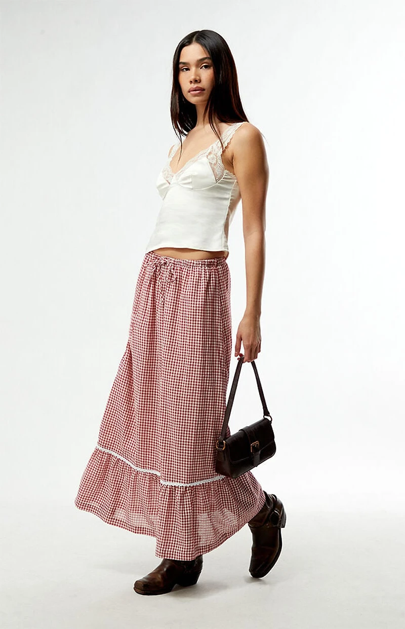 Rhythm Lola Gingham Tiered Maxi Skirt