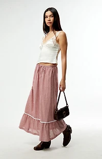 Rhythm Lola Gingham Tiered Maxi Skirt