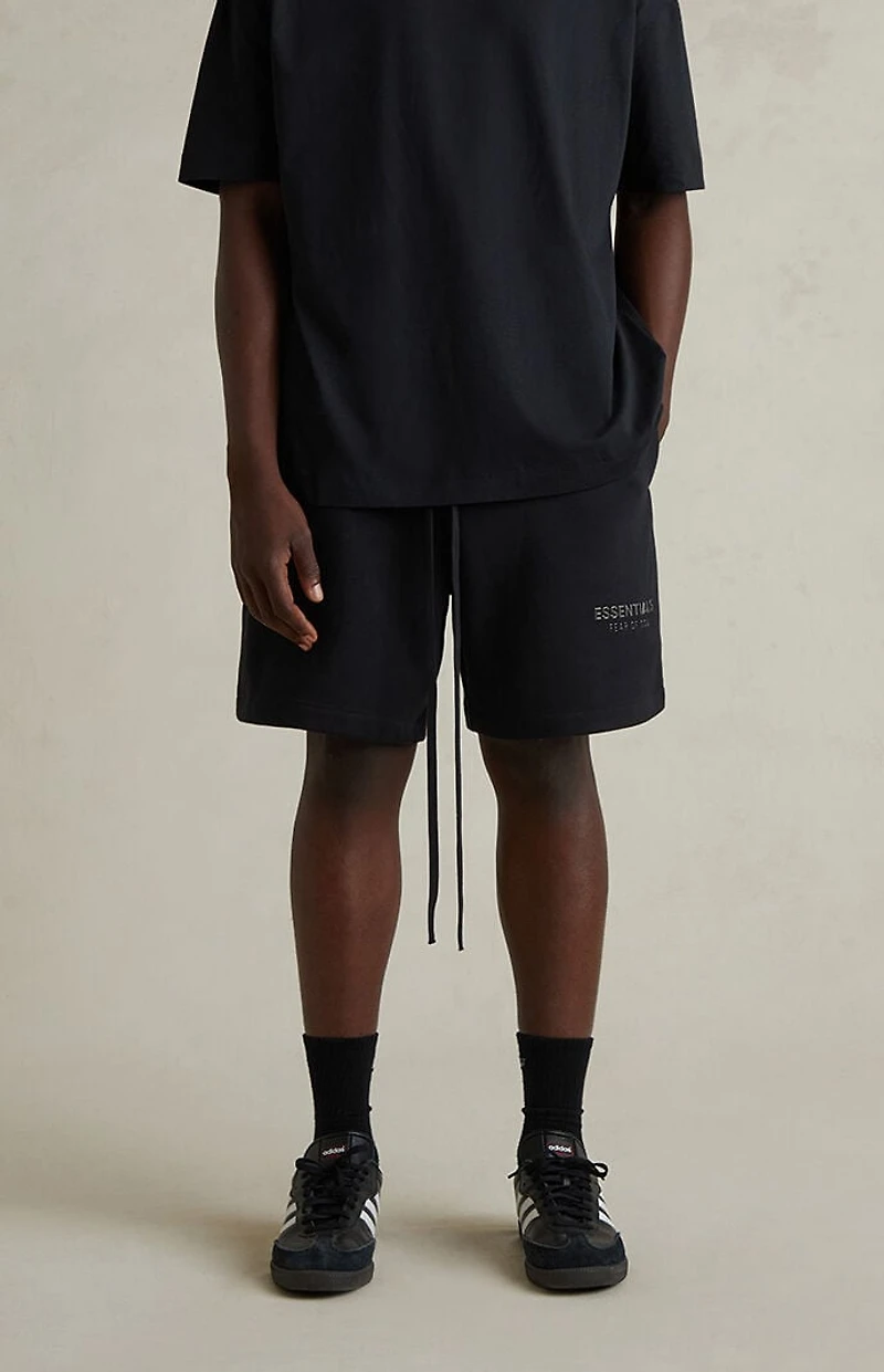 Fear of God ESSENTIALS Jet Black Soccer Fleece Sweat Shorts