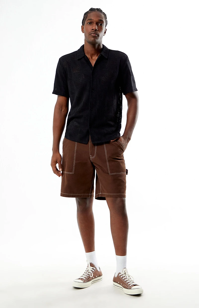 Pacsun Black Triangle Knit Camp Shirt