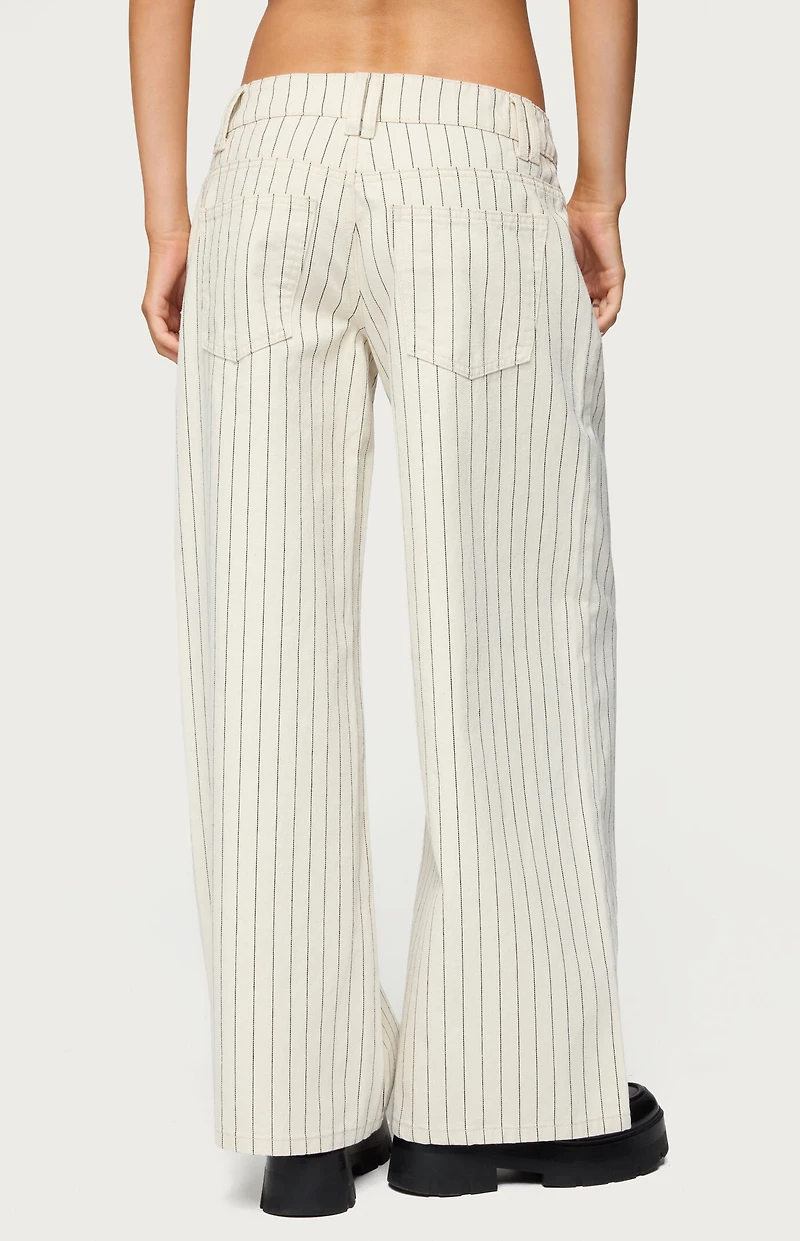 Edikted Petite Cory Striped Low Rise Jeans
