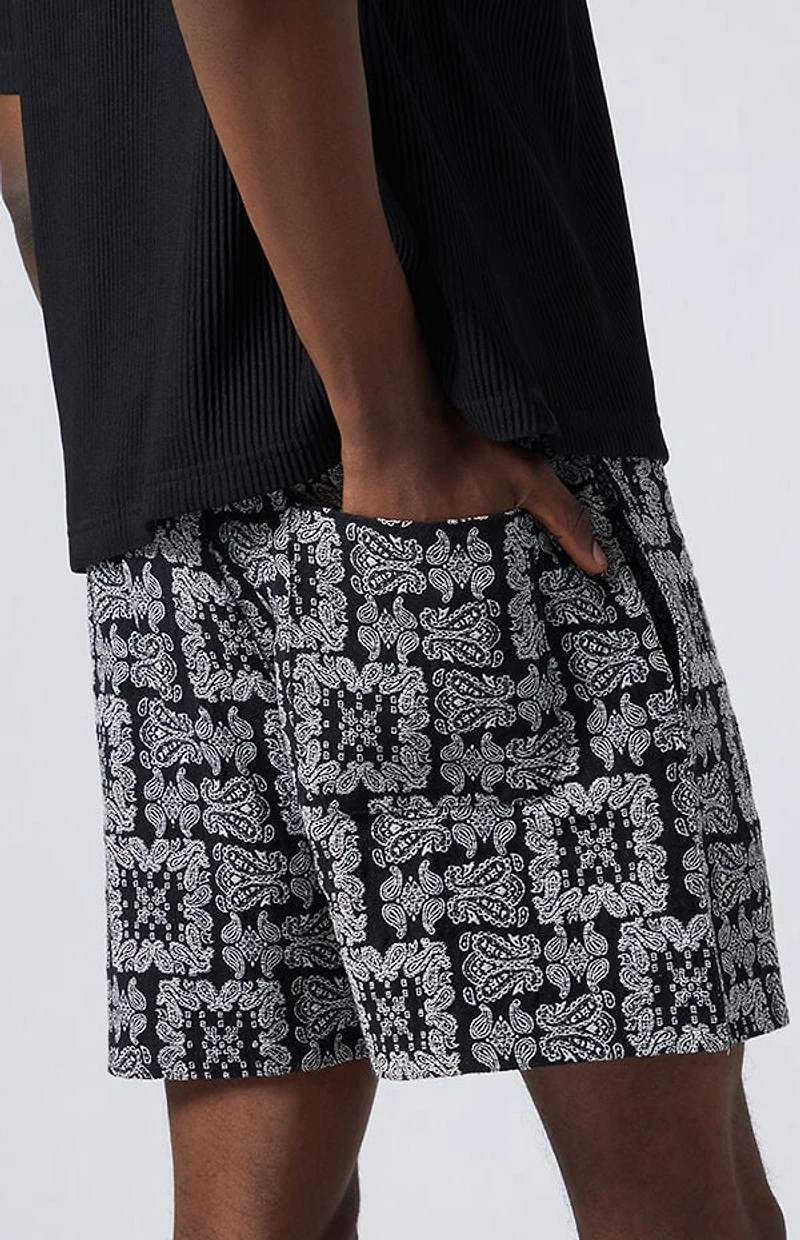 Pacsun Black Paisley Tapestry Shorts