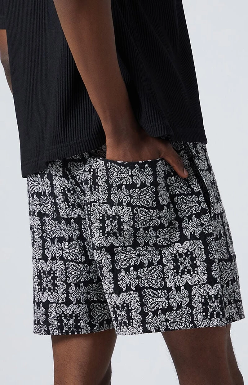 Pacsun Black Paisley Tapestry Shorts