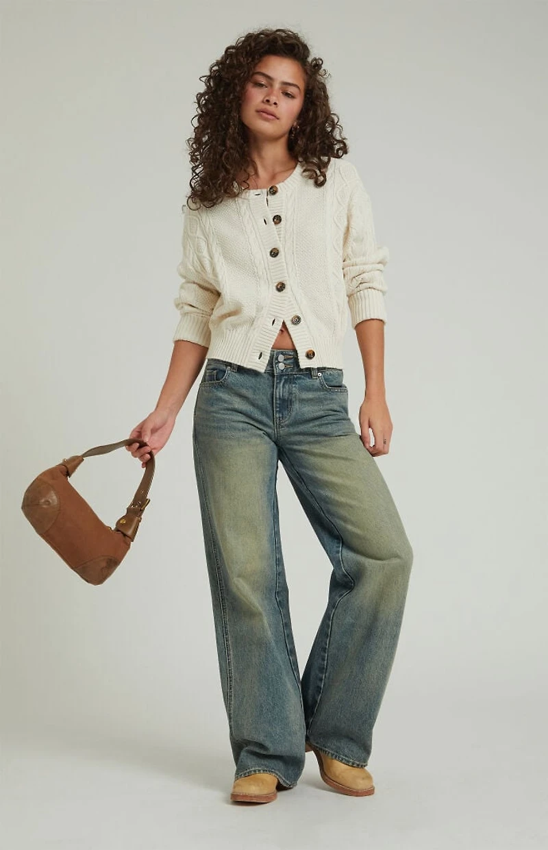 Pacsun Casey Low Rise Baggy Jeans 2-Button Medium Indigo