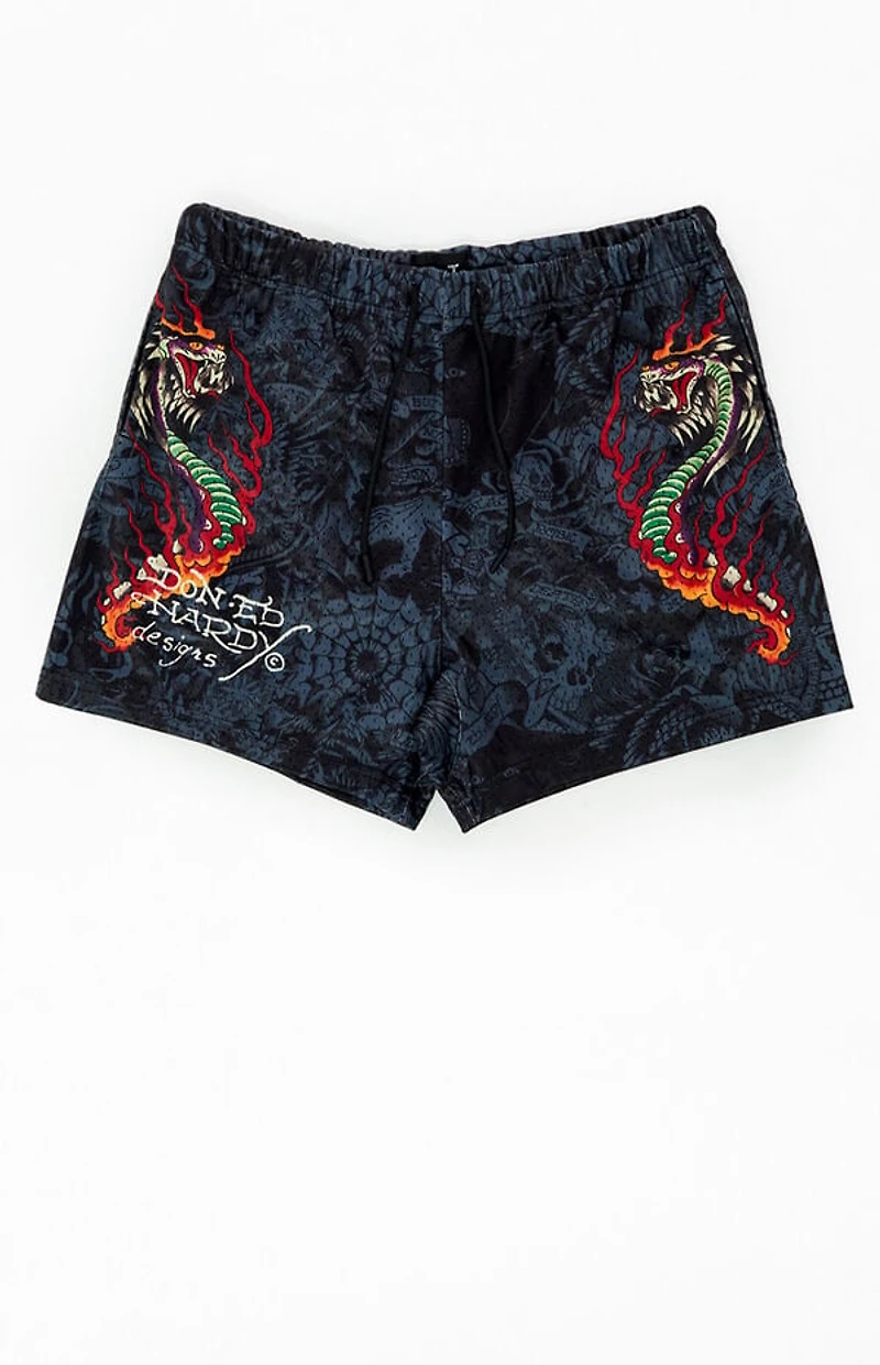 Ed Hardy Cobra Flame Mesh Shorts