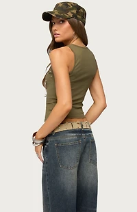 Edikted Pierced Grommet Ribbed Tank Top