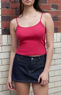 John Galt Red Skylar Ribbed Tank Top