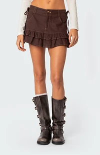 Edikted Dev Ruffle Linen Mini Skirt