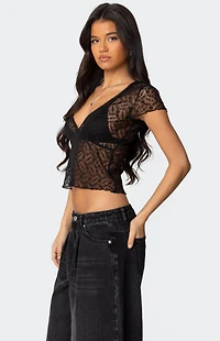 Edikted Julie Sheer Lace Top
