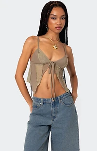 Edikted Patchwork Lacey Mesh Top