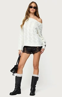 Edikted Reisa Lacey Satin Effect Shorts