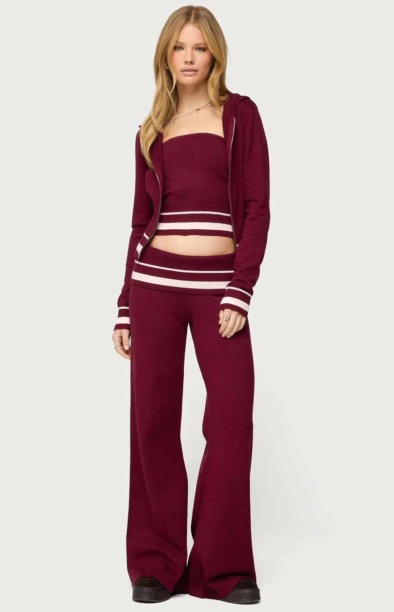 Edikted Kaliya Stripey Knit Zip Up Hoodie