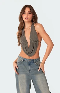 Edikted Scoop Neck Open-Back Crop Top