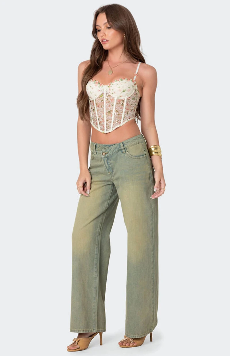 Edikted Embroidered Sheer Lace Corset