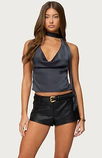 Edikted Satin Effect Cowl Neck Scarf Top