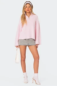 Edikted Amour High Neck Oversized Zip Sweater