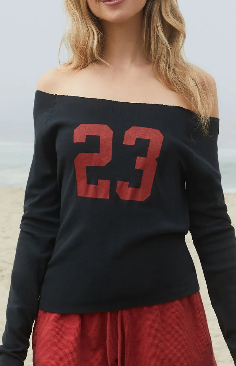 John Galt 23 Long Sleeve Off-The-Shoulder Top