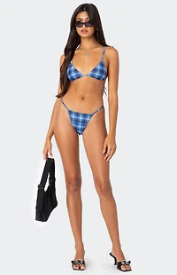Edikted Preppy Plaid Triangle Bikini Top
