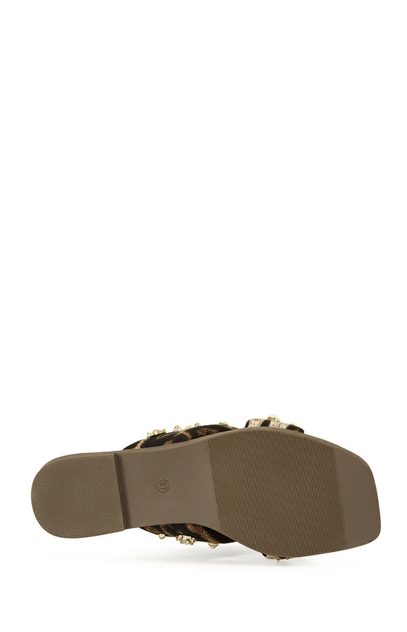 AZALEA WANG Women's Ramsey Leopard Flat Sandals
