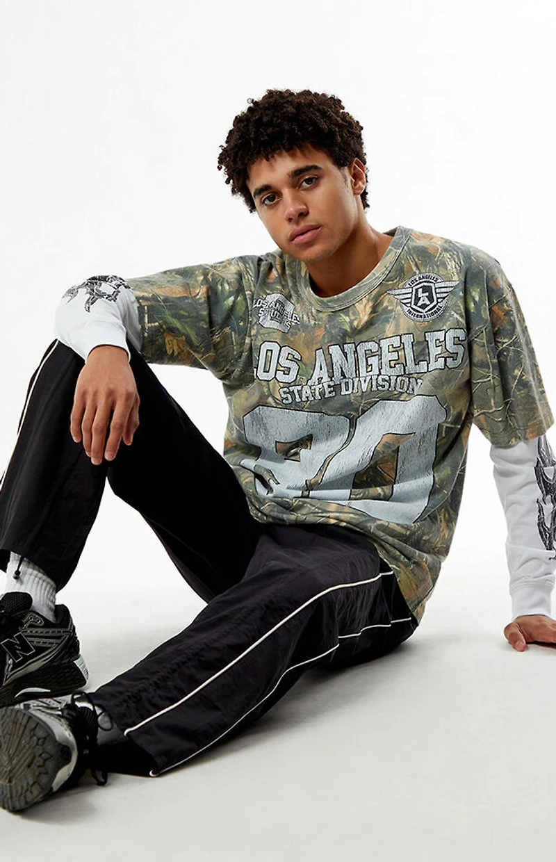 Pacsun Camo LA Division 80 Layered Long Sleeve T-Shirt