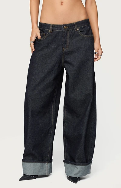 Edikted Petite Kella Low Rise Baggy Jeans
