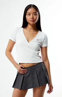 adidas White Essentials 3 Stripes Top