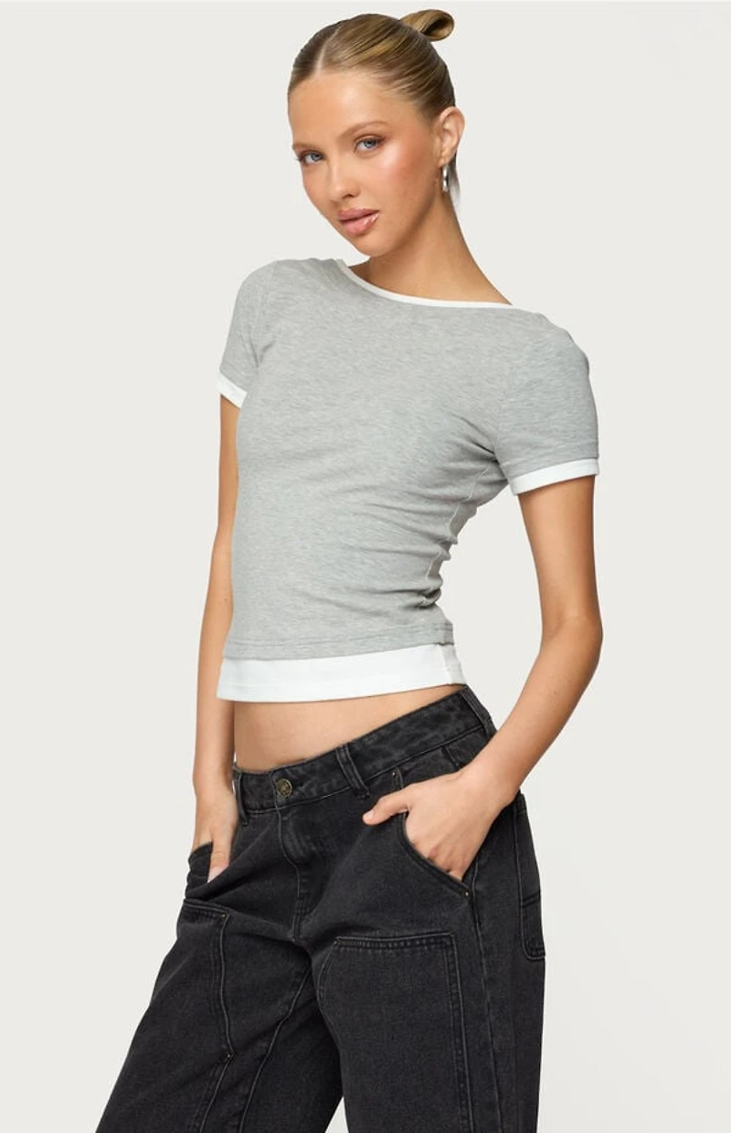 Edikted Julietta Contrast Layered T-Shirt