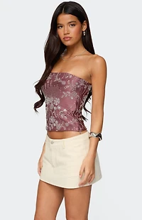 Edikted Zelda Bead and Sequin Strapless Top