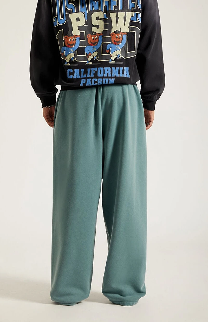 Pacsun Green Washed Fleece Extreme Baggy Sweatpants