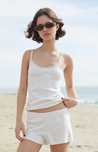 John Galt Off White & Grey Emery Pointelle Shorts