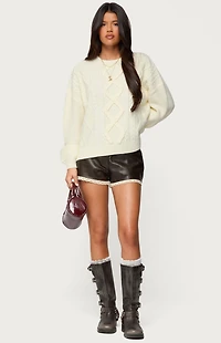 Edikted Lissa Lacey Faux Leather Shorts