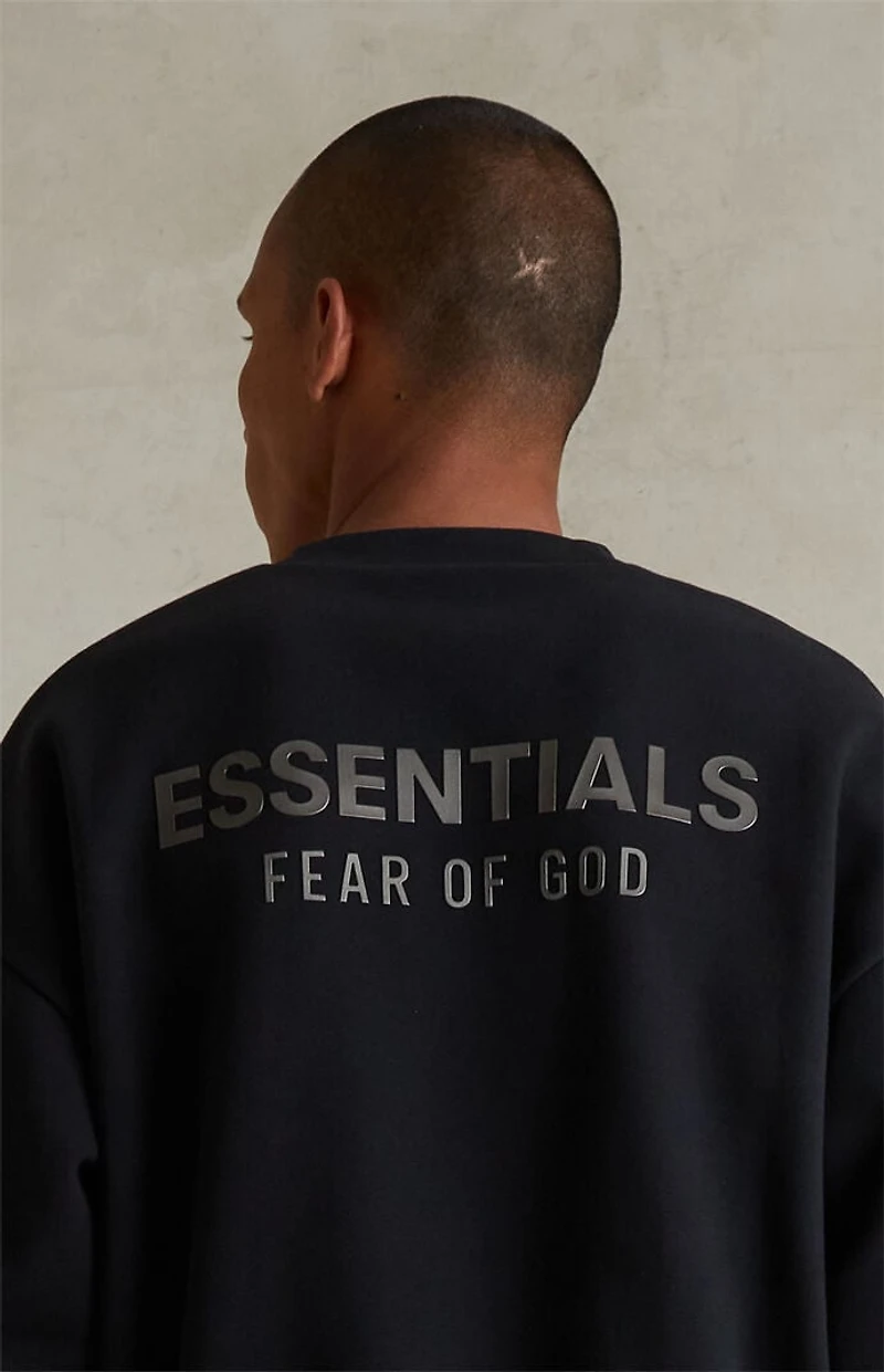 Fear of God ESSENTIALS Jet Black Classic Fleece Crew Neck Sweatshirt