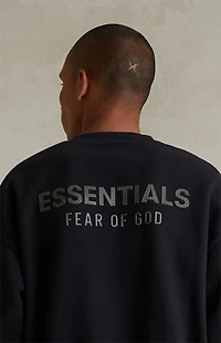 Fear of God ESSENTIALS Jet Black Classic Fleece Crew Neck Sweatshirt