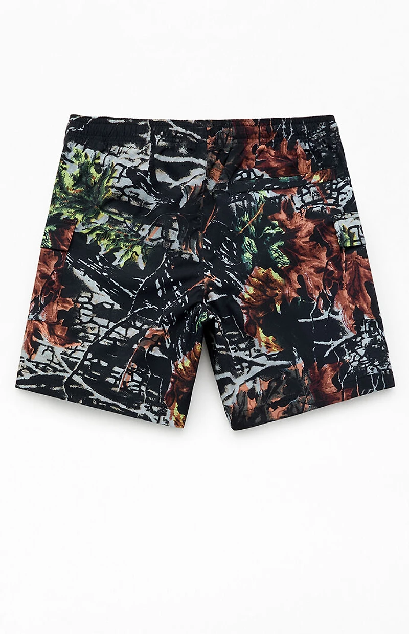Pacsun Leaf Camo Cargo 6.5" Swim Trunks