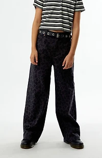 Pacsun Kids Leopard Baggy Jeans Black