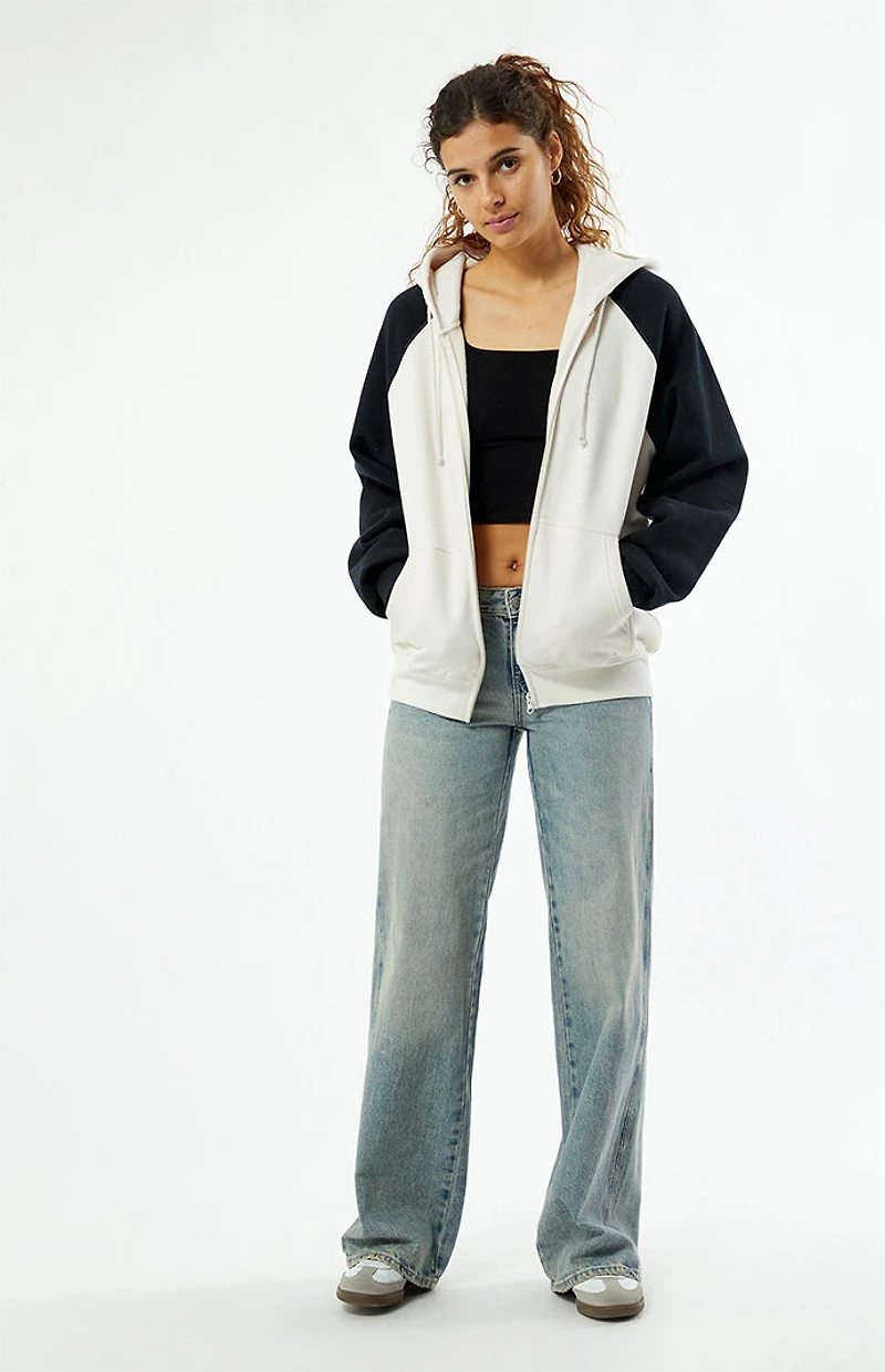 Pacsun Colorblock Raglan Zip Up Hoodie