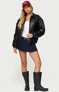 Edikted Halley Faux Leather Bomber Jacket