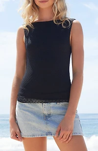 John Galt Black Heart Mesh Kathleen Top