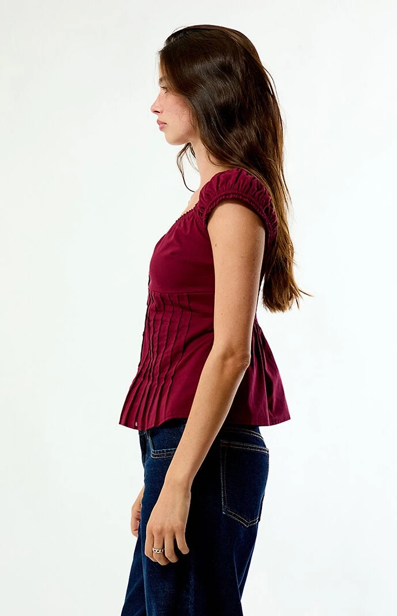Your Favorite Carla Ruched Button Up Top
