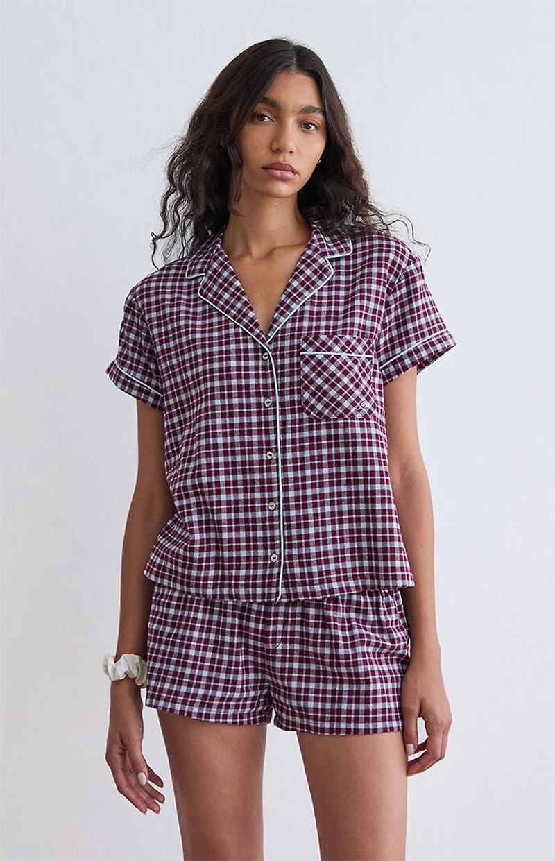 PS GOODNIGHT Flannel Short Sleeve Pajama Shirt
