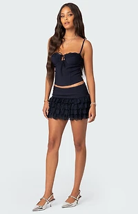 Edikted Maisie Ruffle Lace Mini Skirt
