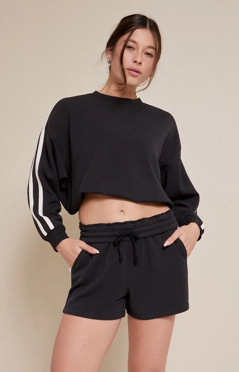 PAC 1980 Active Black Stripe Side Sweat Shorts