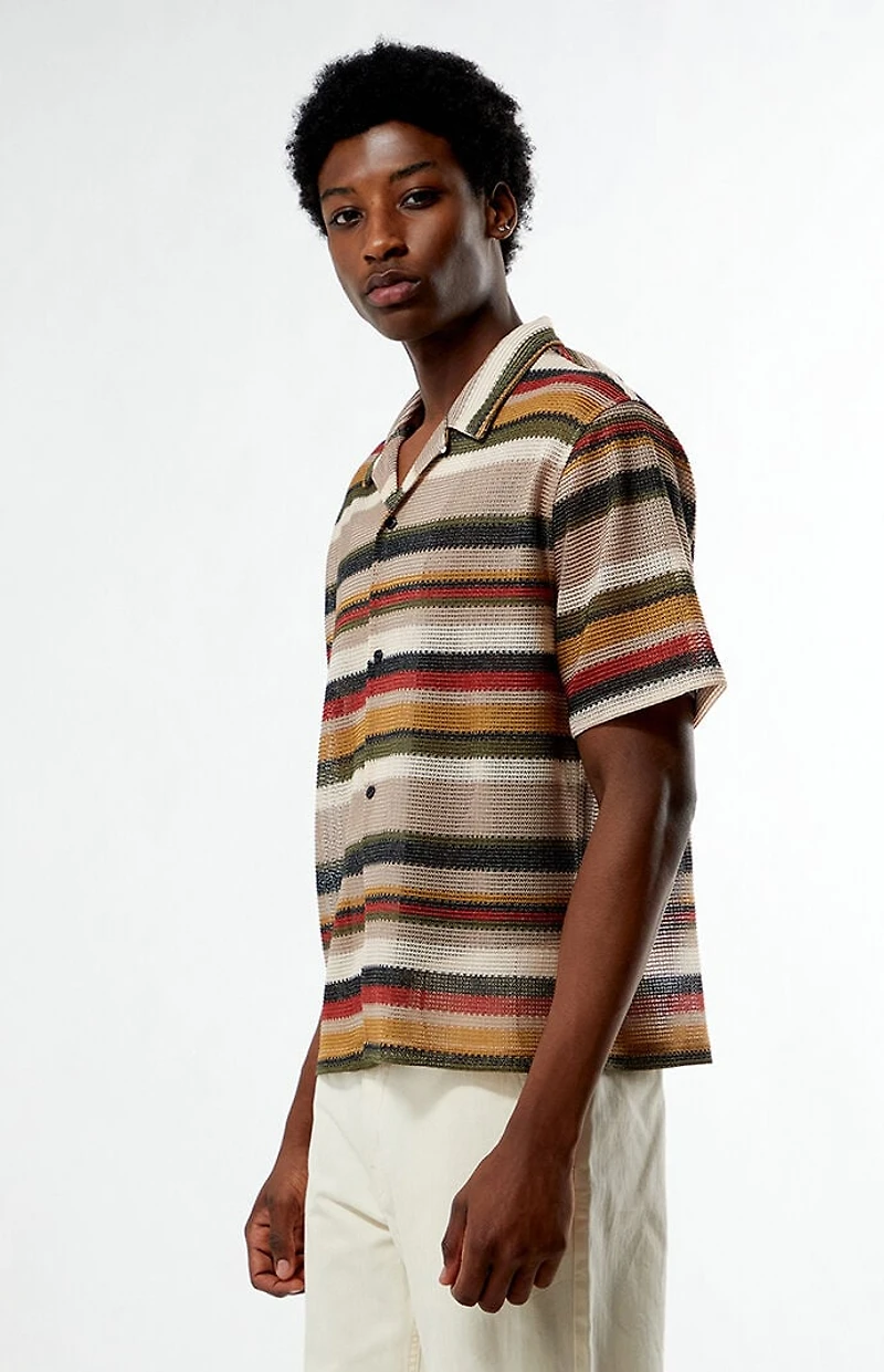 Pacsun Textured Striped Oversized Resort Camp Shirt