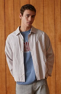 Pacsun Notice Striped Button Down Cropped Long Sleeve Shirt