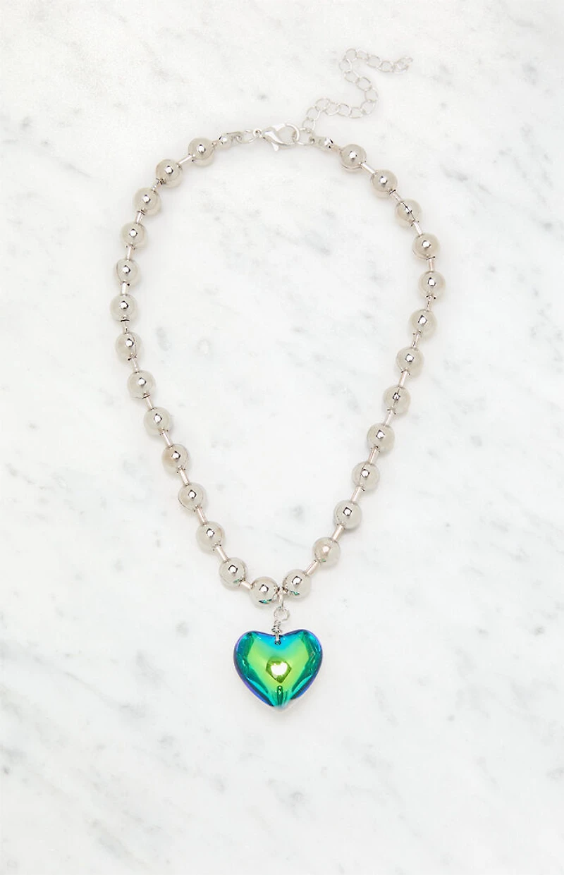 LA Hearts Heart Ball Bead Chain Necklace