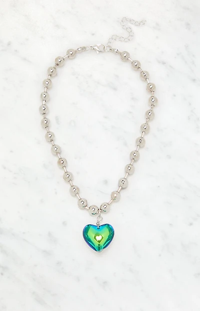 LA Hearts Heart Ball Bead Chain Necklace