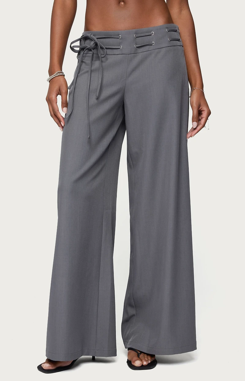 Edikted Willard Baggy Lace Up Belt Pants