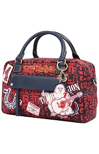 True Religion Red Multi Patch Graphic Satchel Bag